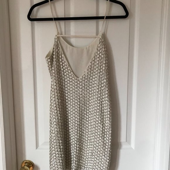 NWT XXS Parker Sequin Mini Slip Dress in White - Picture 2 of 4